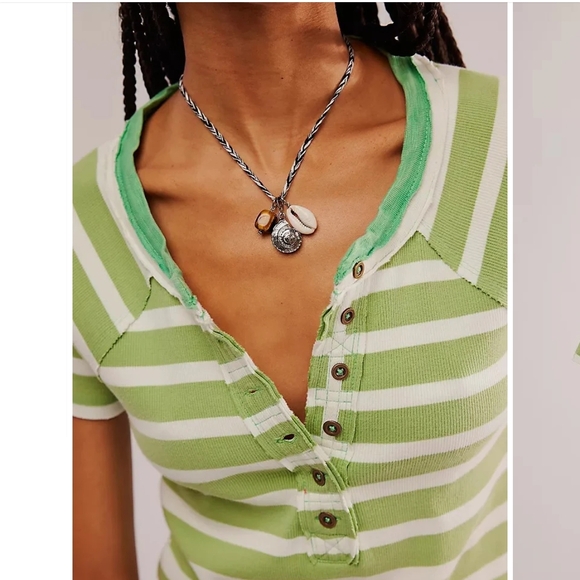 Green Striped Women's Top - Picture 5 of 7